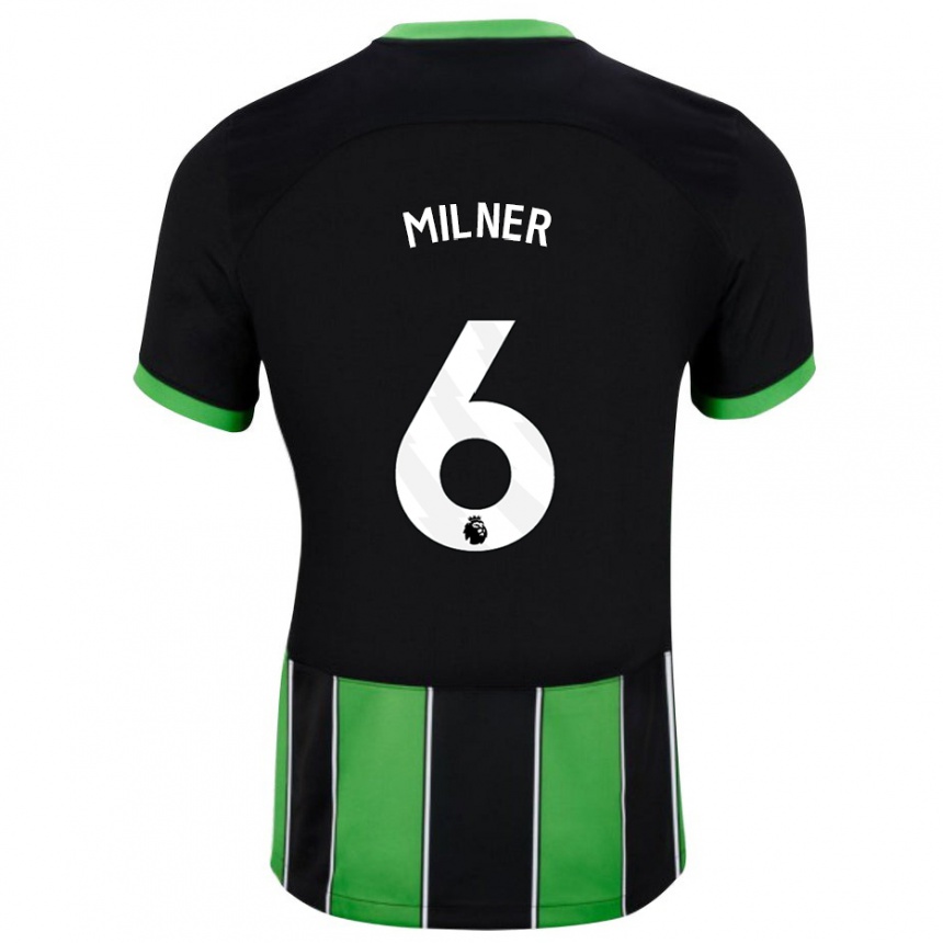 Kids Football James Milner #6 Black Green Away Jersey 2023/24 T-Shirt