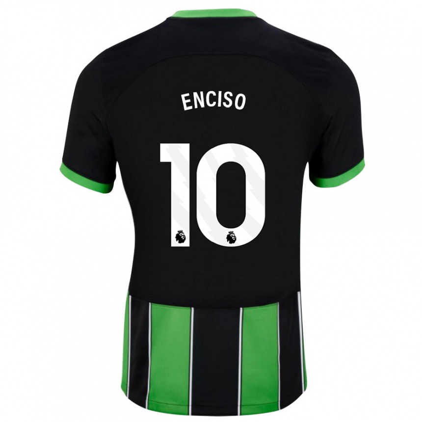 Kids Football Julio Enciso #10 Black Green Away Jersey 2023/24 T-Shirt