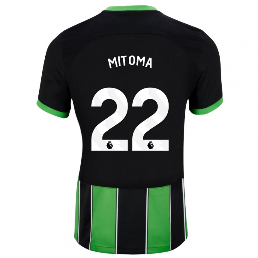 Kids Football Kaoru Mitoma #22 Black Green Away Jersey 2023/24 T-Shirt