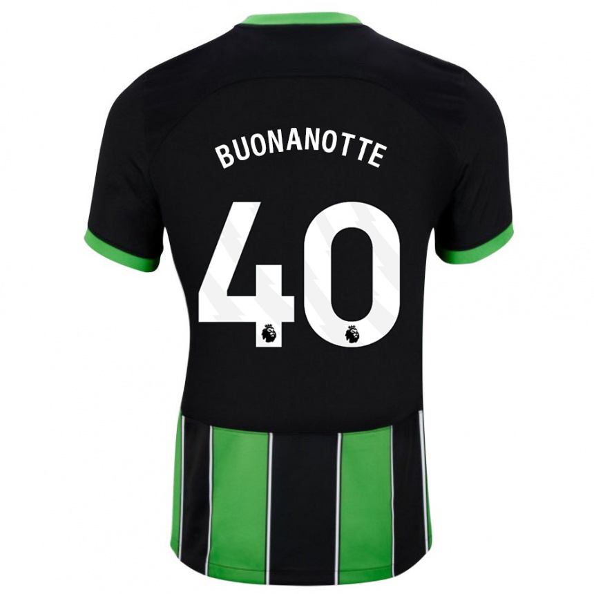 Kids Football Facundo Buonanotte #40 Black Green Away Jersey 2023/24 T-Shirt