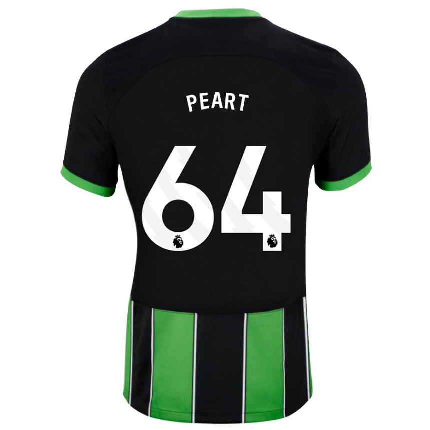 Kids Football Brody Peart #64 Black Green Away Jersey 2023/24 T-Shirt