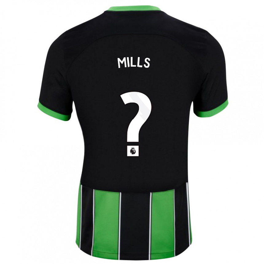 Kids Football Harry Mills #0 Black Green Away Jersey 2023/24 T-Shirt