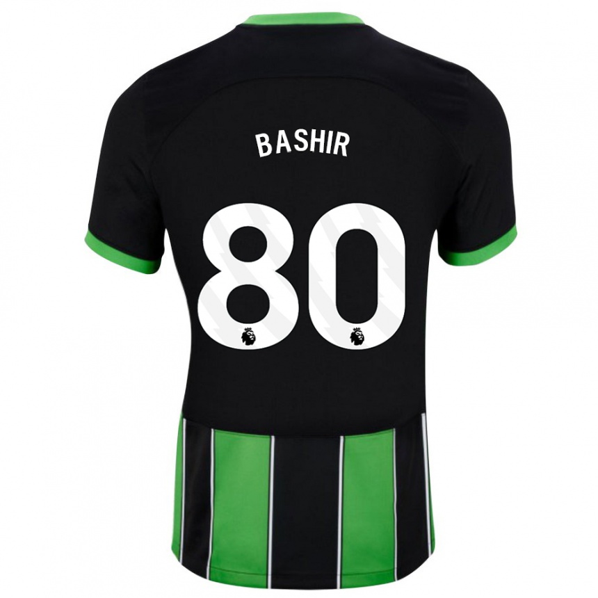 Kids Football Sahil Bashir #80 Black Green Away Jersey 2023/24 T-Shirt