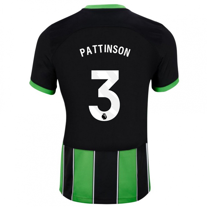 Kids Football Poppy Pattinson #3 Black Green Away Jersey 2023/24 T-Shirt