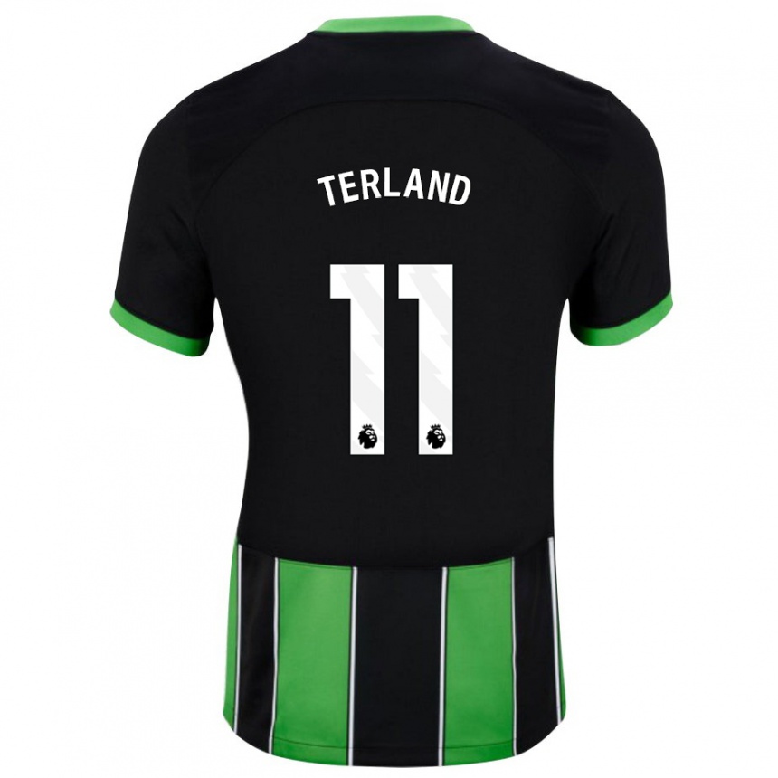 Kids Football Elisabeth Terland #11 Black Green Away Jersey 2023/24 T-Shirt