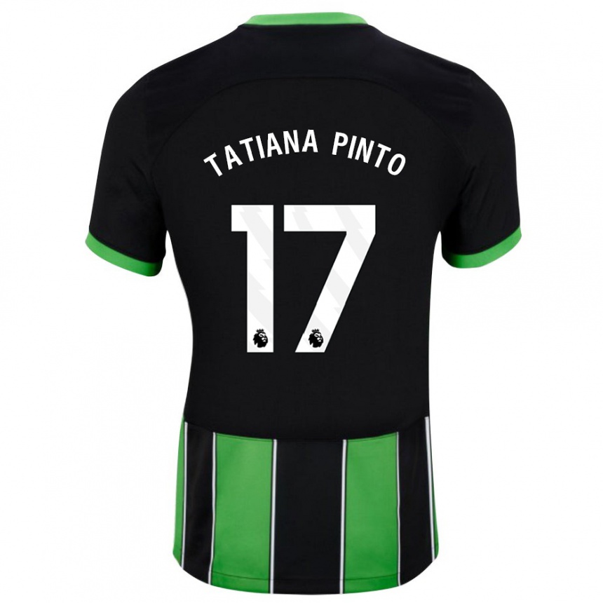 Kids Football Tatiana Vanessa Ferreira Pinto #17 Black Green Away Jersey 2023/24 T-Shirt