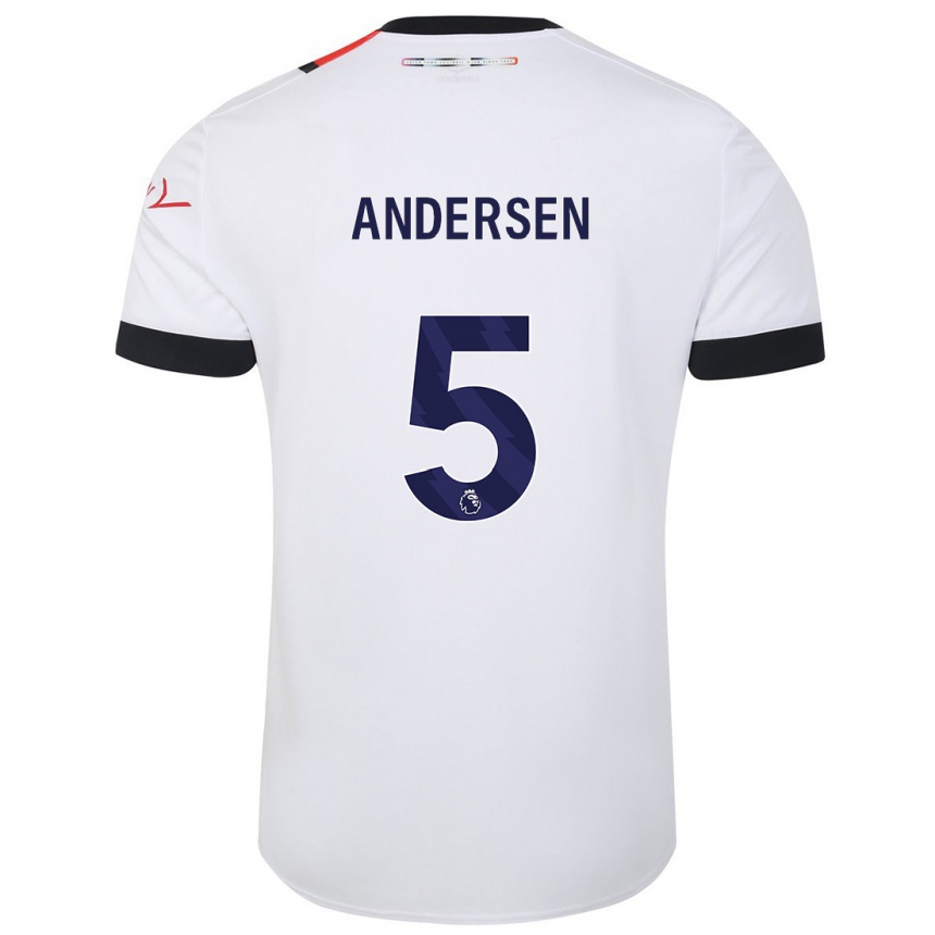 Kids Football Mads Andersen #5 White Away Jersey 2023/24 T-Shirt