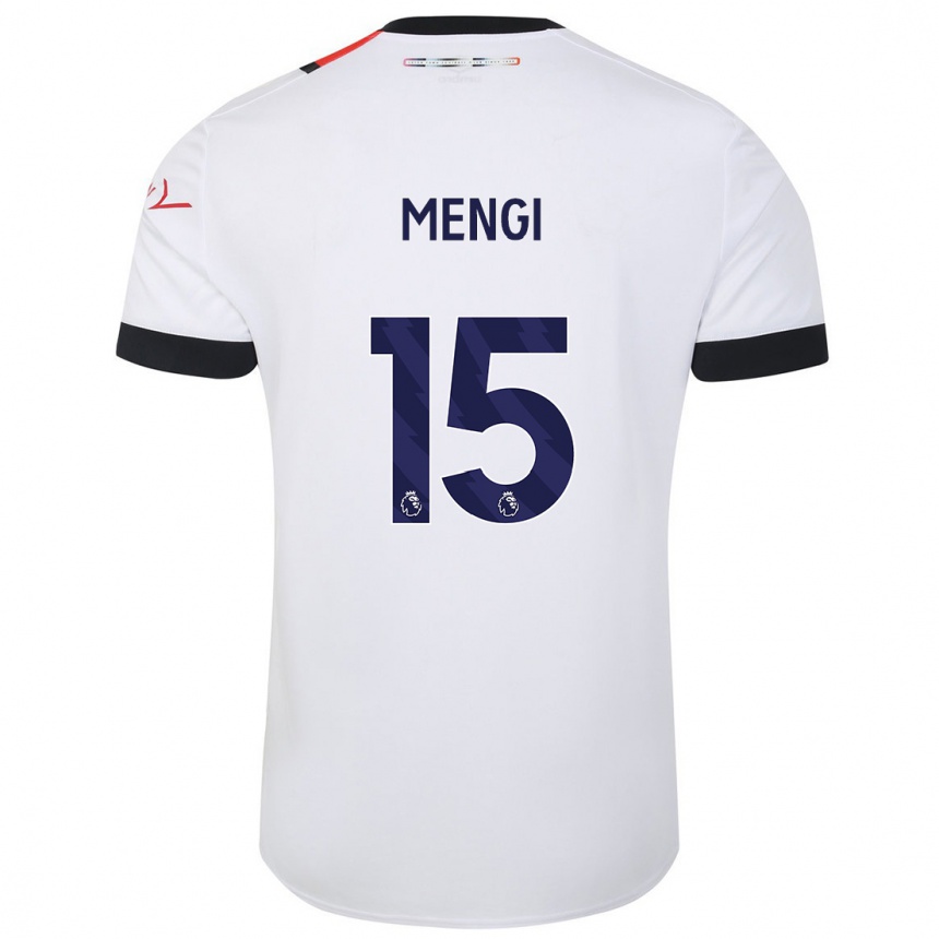 Kids Football Teden Mengi #15 White Away Jersey 2023/24 T-Shirt