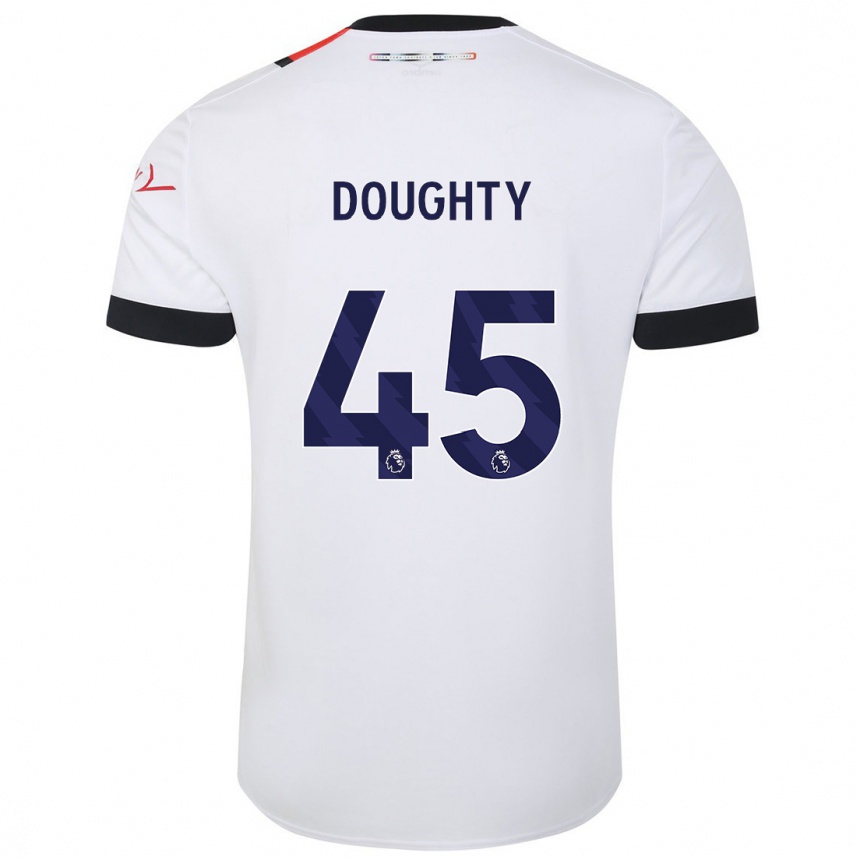 Kids Football Alfie Doughty #45 White Away Jersey 2023/24 T-Shirt