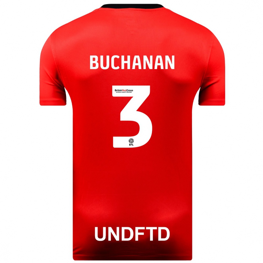 Kids Football Lee Buchanan #3 Red Away Jersey 2023/24 T-Shirt