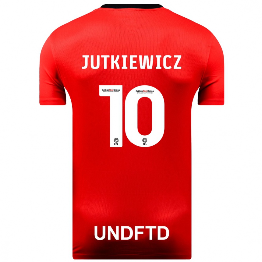 Kids Football Lukas Jutkiewicz #10 Red Away Jersey 2023/24 T-Shirt