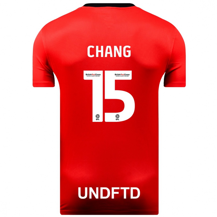 Kids Football Alfie Chang #15 Red Away Jersey 2023/24 T-Shirt