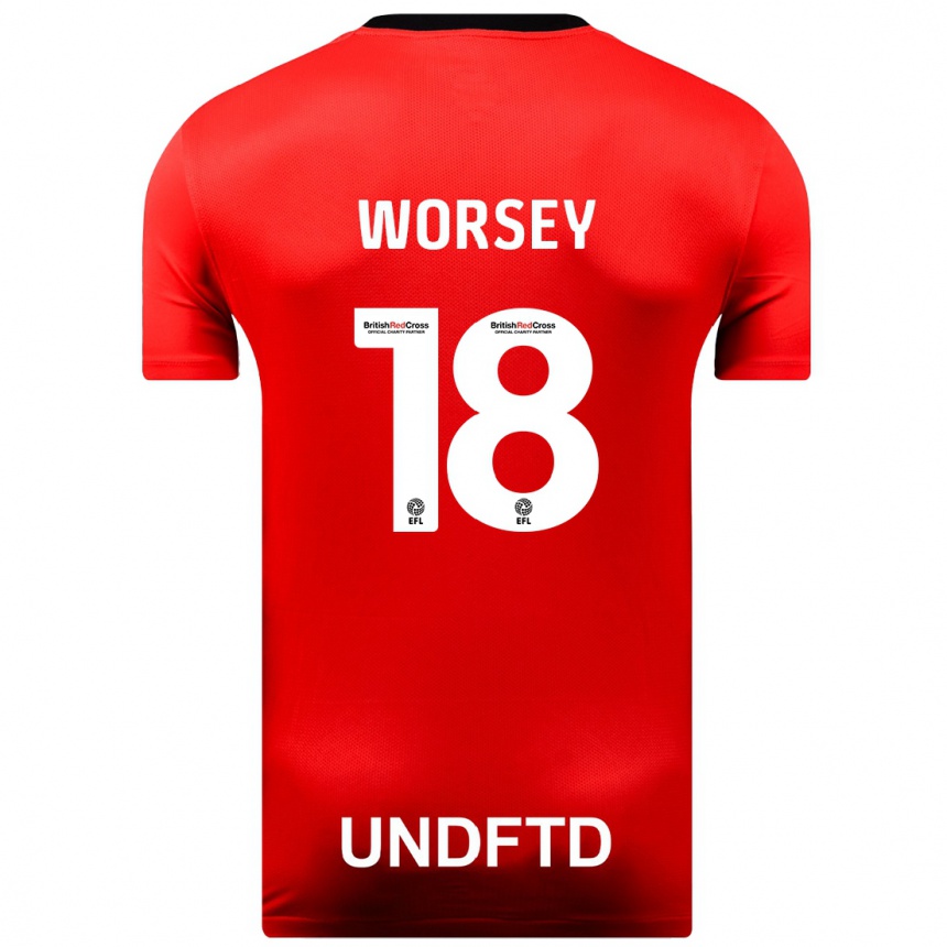 Kids Football Louanne Worsey #18 Red Away Jersey 2023/24 T-Shirt