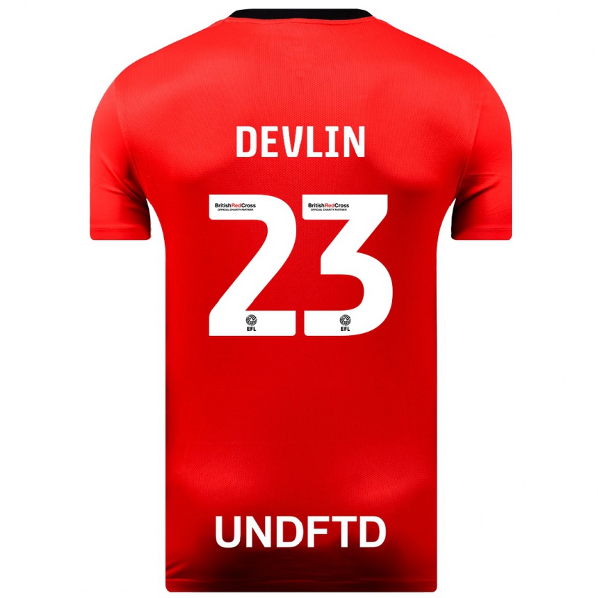 Kids Football Charlotte Devlin #23 Red Away Jersey 2023/24 T-Shirt