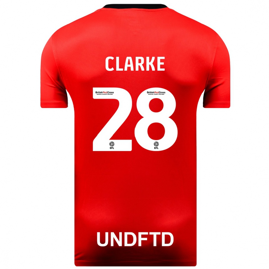 Kids Football Charlotte Clarke #28 Red Away Jersey 2023/24 T-Shirt