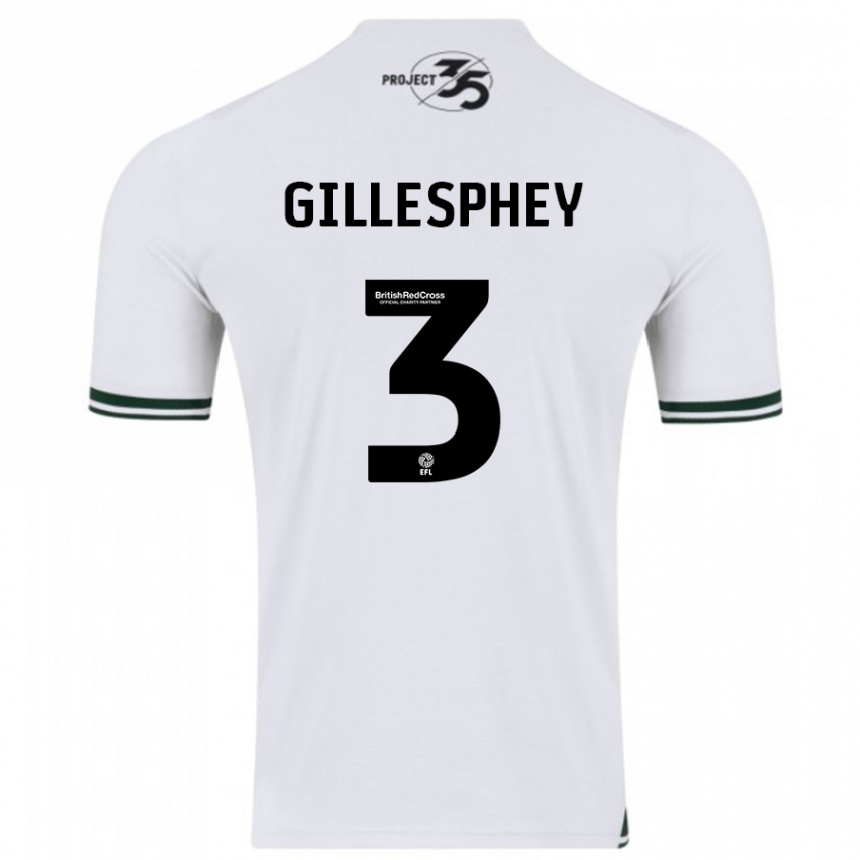 Kids Football Macaulay Gillesphey #3 White Away Jersey 2023/24 T-Shirt