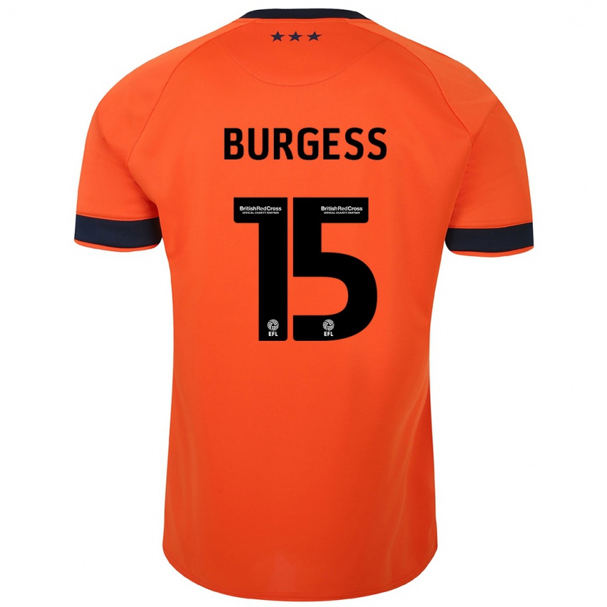 Kids Football Cameron Burgess #15 Orange Away Jersey 2023/24 T-Shirt