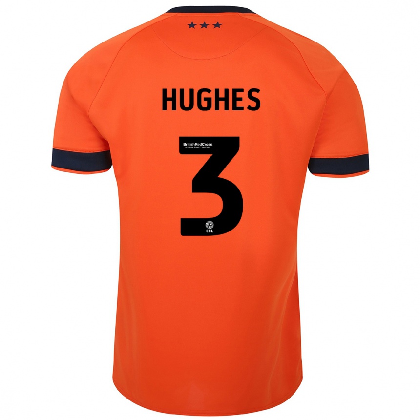 Kids Football Summer Hughes #3 Orange Away Jersey 2023/24 T-Shirt