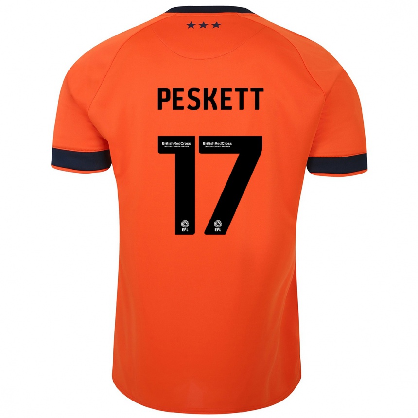 Kids Football Sophie Peskett #17 Orange Away Jersey 2023/24 T-Shirt