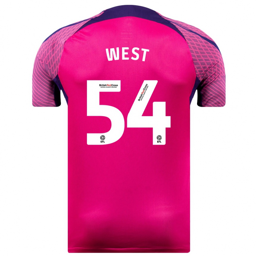 Kids Football Ella West #54 Purple Away Jersey 2023/24 T-Shirt