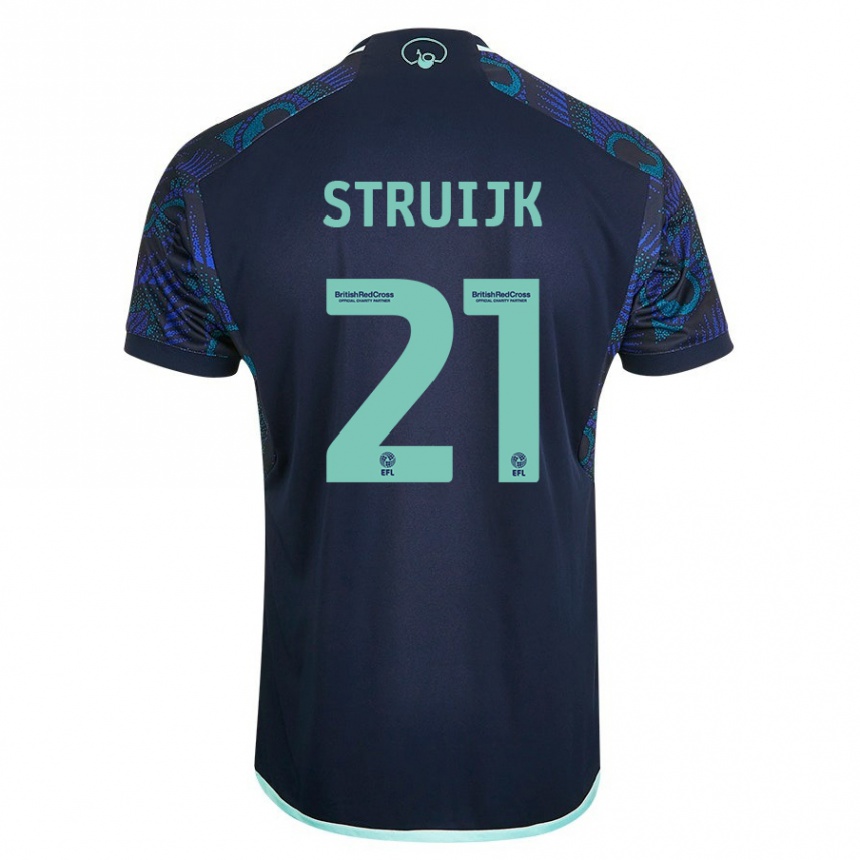 Kids Football Pascal Struijk #21 Blue Away Jersey 2023/24 T-Shirt