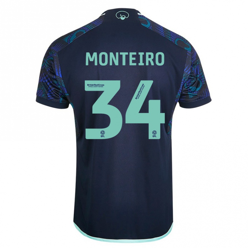 Kids Football Diogo Monteiro #34 Blue Away Jersey 2023/24 T-Shirt