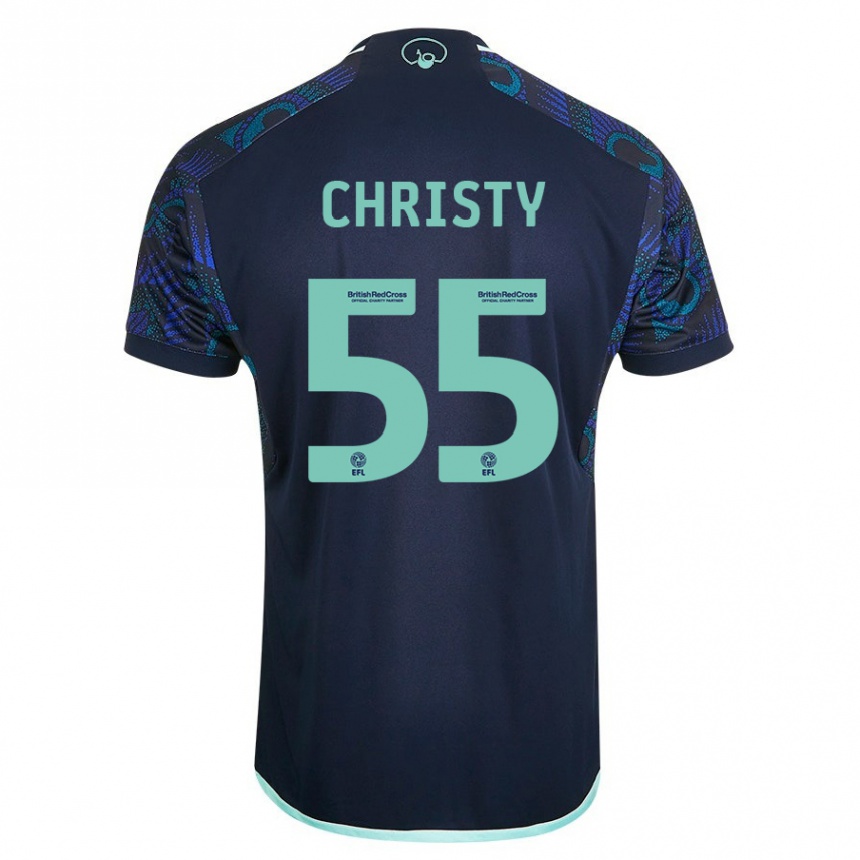 Kids Football Harry Christy #55 Blue Away Jersey 2023/24 T-Shirt