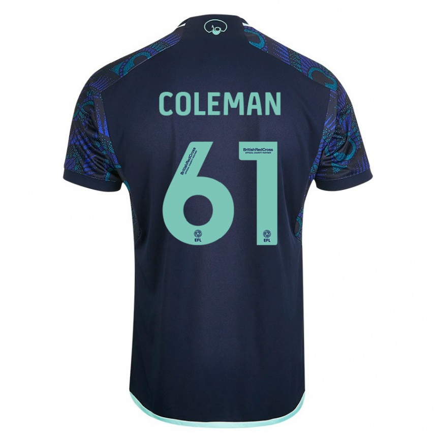 Kids Football Cian Coleman #61 Blue Away Jersey 2023/24 T-Shirt