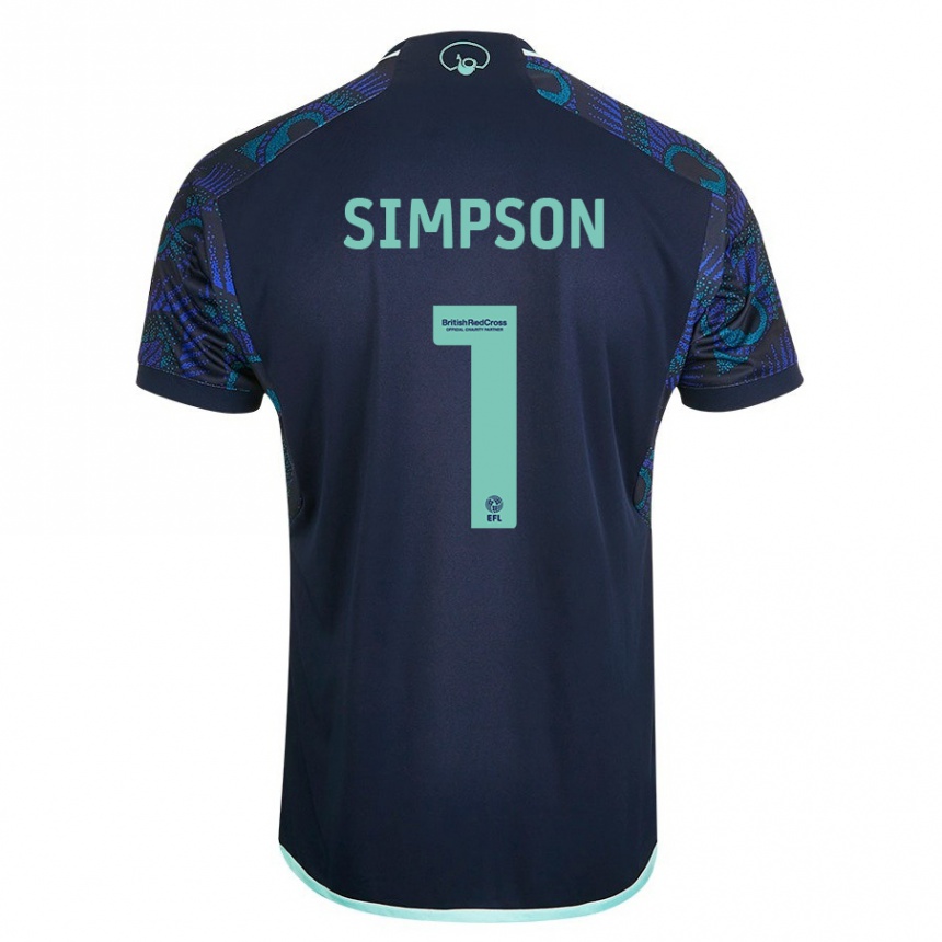 Kids Football Carrie Simpson #1 Blue Away Jersey 2023/24 T-Shirt