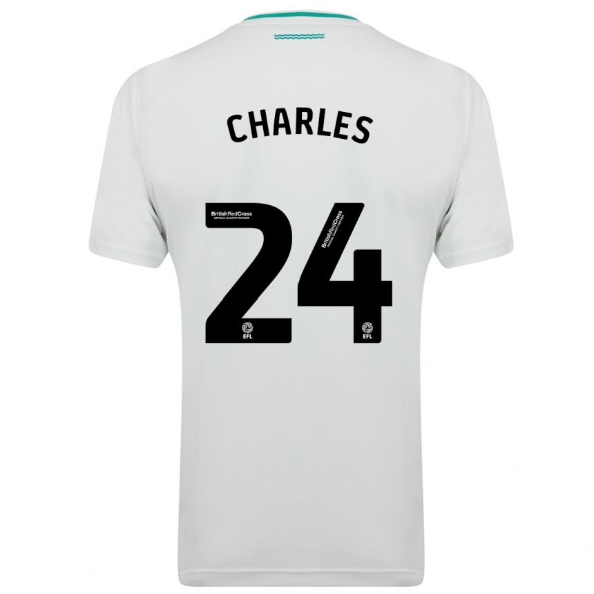 Kids Football Shea Charles #24 White Away Jersey 2023/24 T-Shirt
