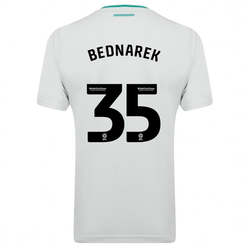 Kids Football Jan Bednarek #35 White Away Jersey 2023/24 T-Shirt