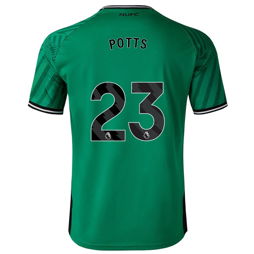 Kids Football Charlotte Potts #23 Green Away Jersey 2023/24 T-Shirt