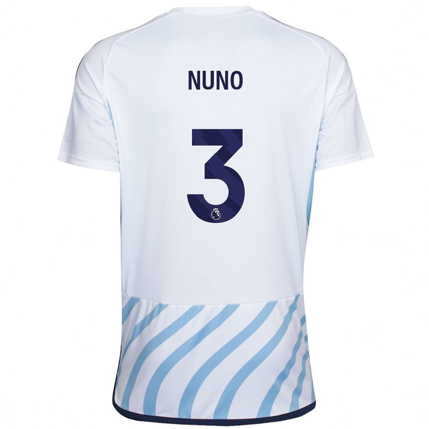 Kids Football Nuno Tavares #3 White Blue Away Jersey 2023/24 T-Shirt