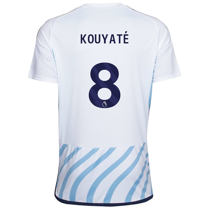 Kids Football Cheikhou Kouyaté #8 White Blue Away Jersey 2023/24 T-Shirt