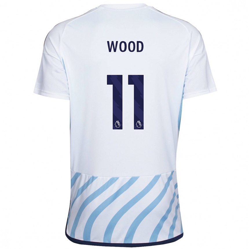 Kids Football Chris Wood #11 White Blue Away Jersey 2023/24 T-Shirt