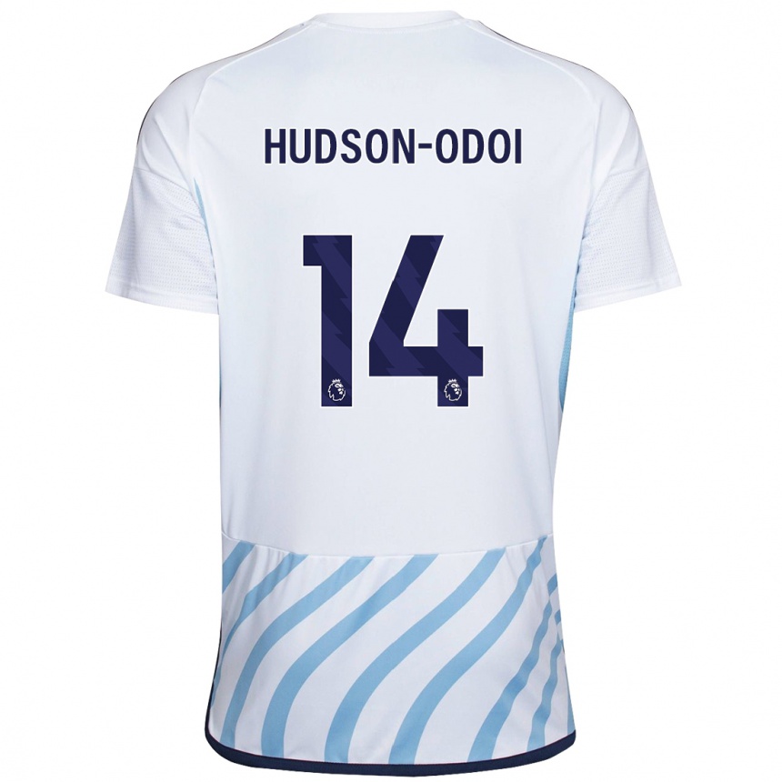 Kids Football Callum Hudson-Odoi #14 White Blue Away Jersey 2023/24 T-Shirt