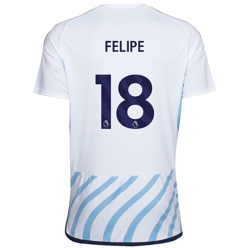 Kids Football Felipe #18 White Blue Away Jersey 2023/24 T-Shirt