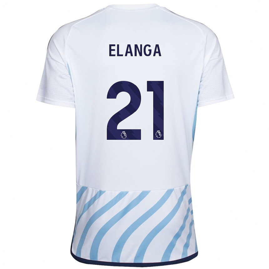 Kids Football Anthony Elanga #21 White Blue Away Jersey 2023/24 T-Shirt