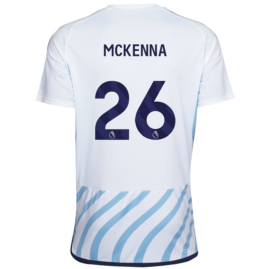 Kids Football Scott Mckenna #26 White Blue Away Jersey 2023/24 T-Shirt