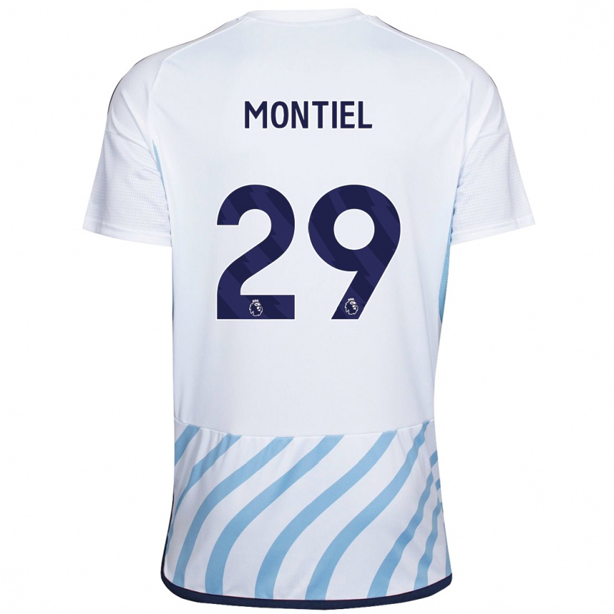 Kids Football Gonzalo Montiel #29 White Blue Away Jersey 2023/24 T-Shirt