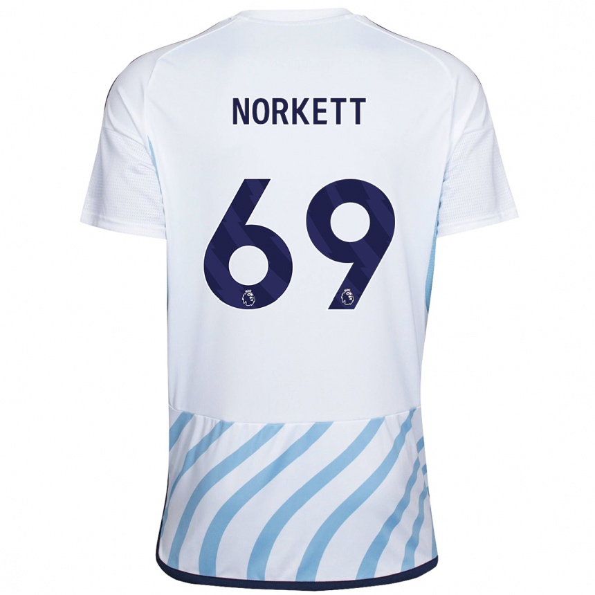 Kids Football Manni Norkett #69 White Blue Away Jersey 2023/24 T-Shirt