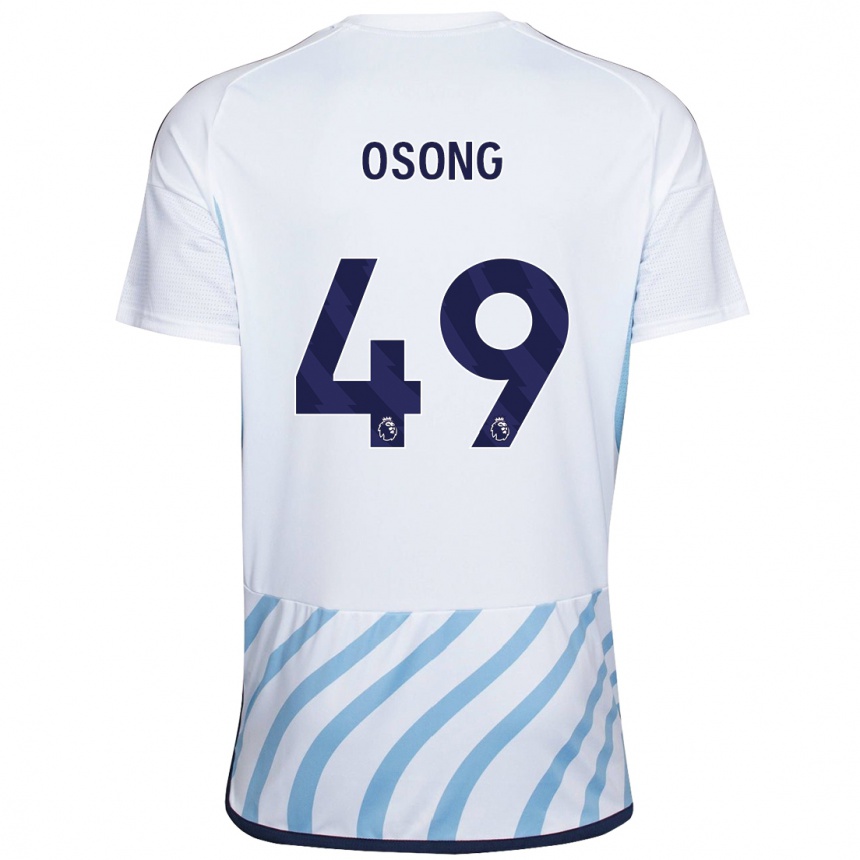 Kids Football Detlef Esapa Osong #49 White Blue Away Jersey 2023/24 T-Shirt