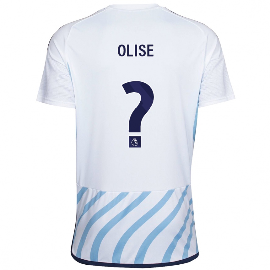 Kids Football Josh Hamilton-Olise #0 White Blue Away Jersey 2023/24 T-Shirt