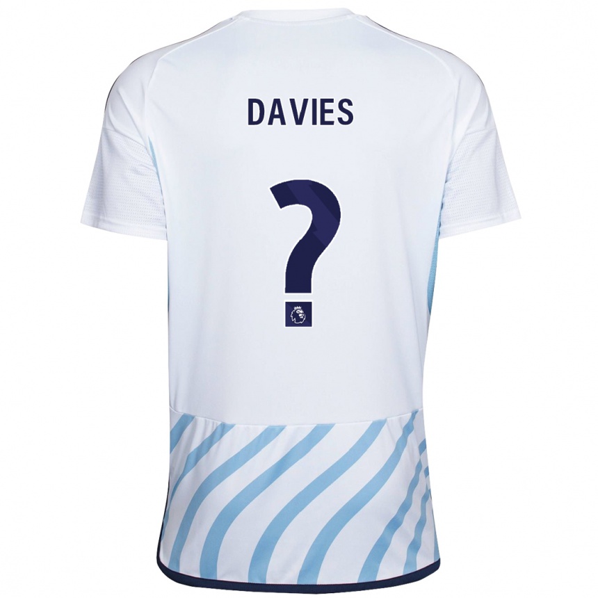 Kids Football Isaac Davies #0 White Blue Away Jersey 2023/24 T-Shirt