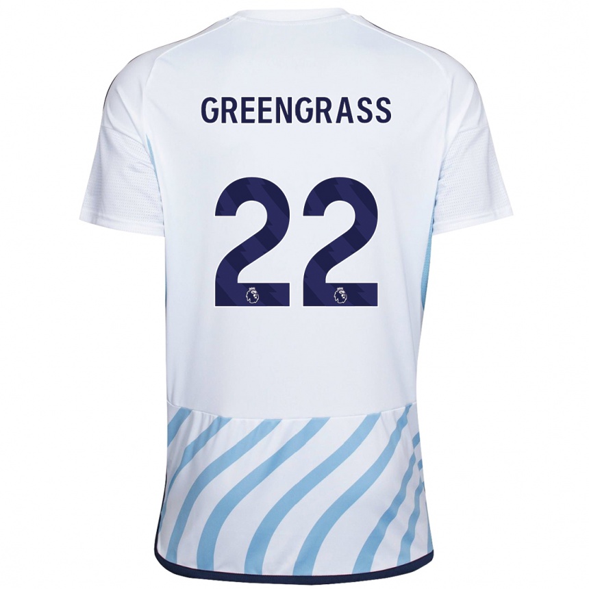 Kids Football Charlotte Greengrass #22 White Blue Away Jersey 2023/24 T-Shirt