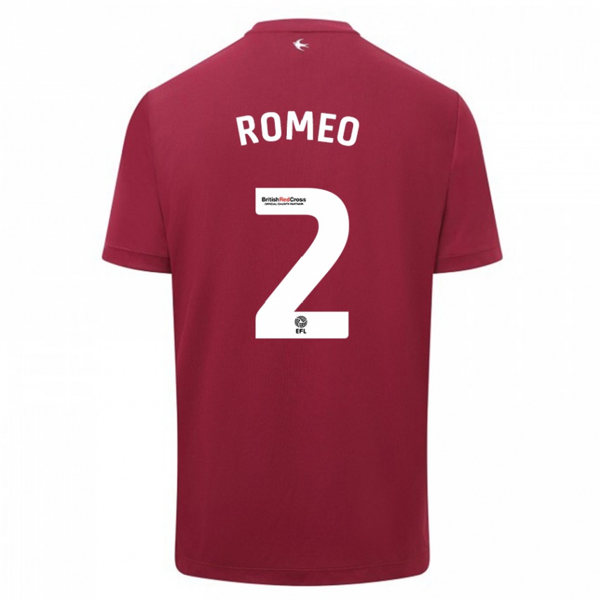 Kids Football Mahlon Romeo #2 Red Away Jersey 2023/24 T-Shirt