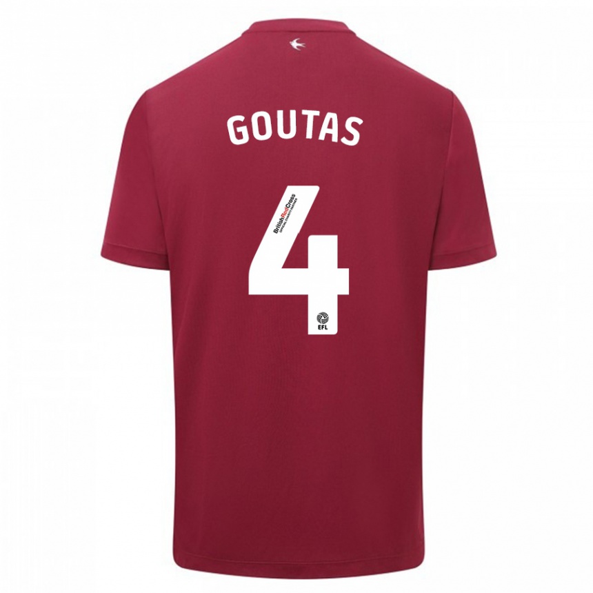 Kids Football Dimitrios Goutas #4 Red Away Jersey 2023/24 T-Shirt