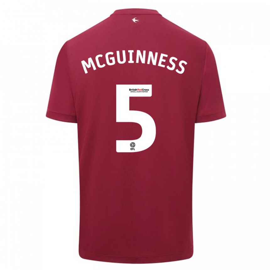 Kids Football Mark Mcguinness #5 Red Away Jersey 2023/24 T-Shirt