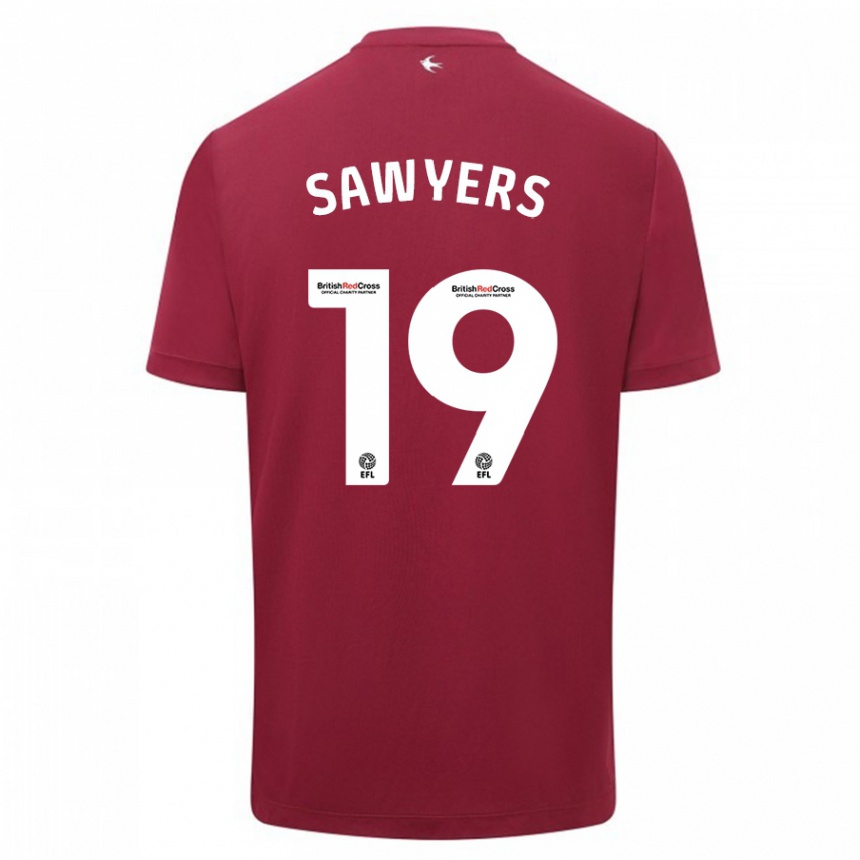 Kids Football Romaine Sawyers #19 Red Away Jersey 2023/24 T-Shirt