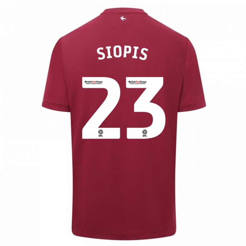 Kids Football Manolis Siopis #23 Red Away Jersey 2023/24 T-Shirt